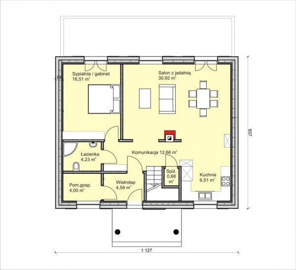 Projekt domu prefabrykowanego - Dom Aleksandra (wersja podstawowa)