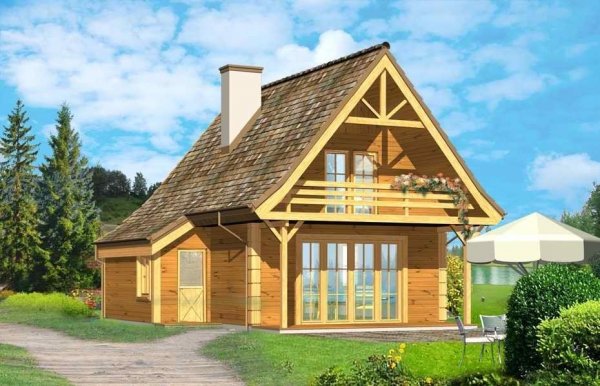 Projekt domu Chatka drewniana pow.netto 69,59 m2