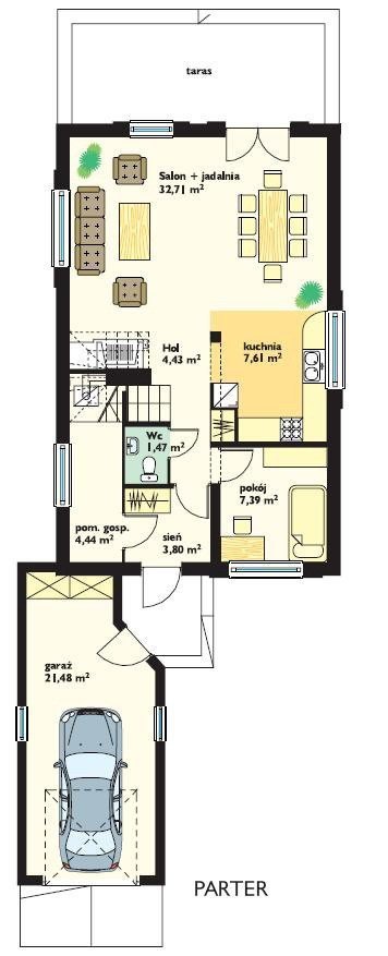 Projekt domu Pierwszy dom II pow.netto 127,99 m2