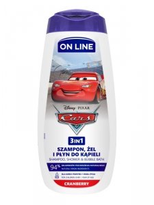 On Line Disney Żel pod prysznic 3w1 dla dzieci Cars - Cranberry  400ml