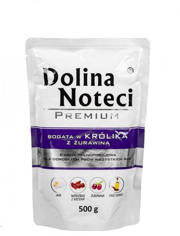 Karma DOLINA NOTECI Premium Królik z Żurawiną (0,50 kg )