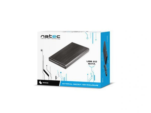 Natec Kieszeń zewnętrzna HDD sata RHINO 2,5 USB 2.0 Aluminium Black