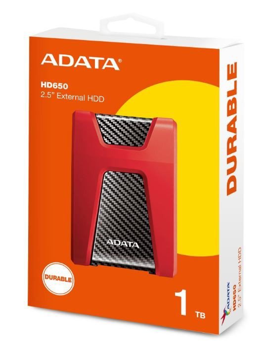 Adata DashDrive Durable HD650 1TB 2.5&#039;&#039; USB3.0 Czerwony