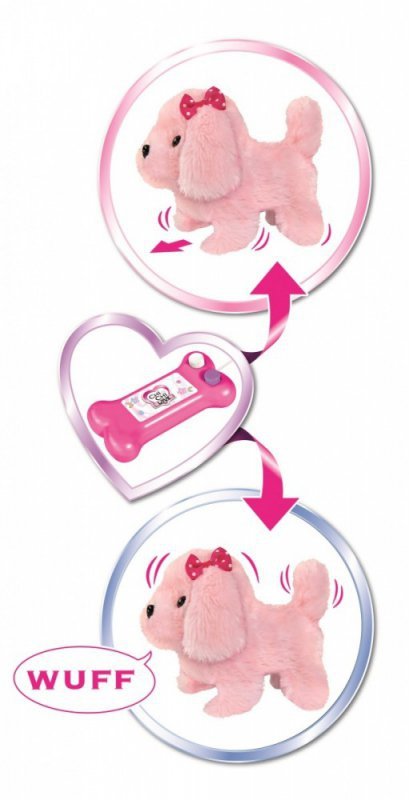 Simba Maskotka Chi Chi Love Słodki szczeniak, na kabel,  różowy, 17 cm