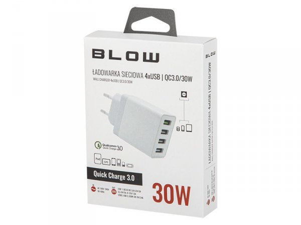 BLOW Ładowarka sieciowa z gniazdem USBx4 QC 3.0 30W