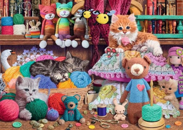 Ravensburger Polska Puzzle 2D 1000 elementów Zaplątane kociaki