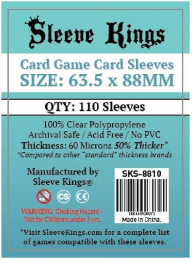 Sleeve Kings Card Game Card Sleeves (63.5x88mm) - 110 Pack, 60 Microns