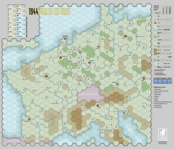  1944: War in the West canvas map 22&quot; x 28&quot;