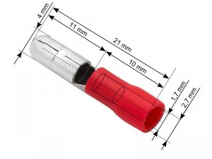 43-044# Konektor izolowany wtyk 4,0/21mm czerwony