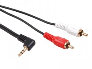 Przewód mini jack 3,5mm kątowy 2RCA 15m czarny MCTV-828