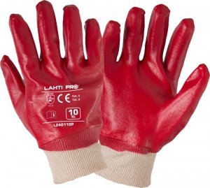 L240110K Rękawice PVC czerwone [L240110P], 10, CE, LahtiPro