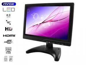 Monitor LED HD 10cali HDMI VGA USB AV BNC 12V 230V... (NVOX PC1018 HD)