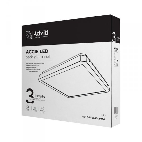 AGGIE LED 38W oprawa oświetleniowa, 3500lm, IP20, 4000K, stalowa obudowa+PC