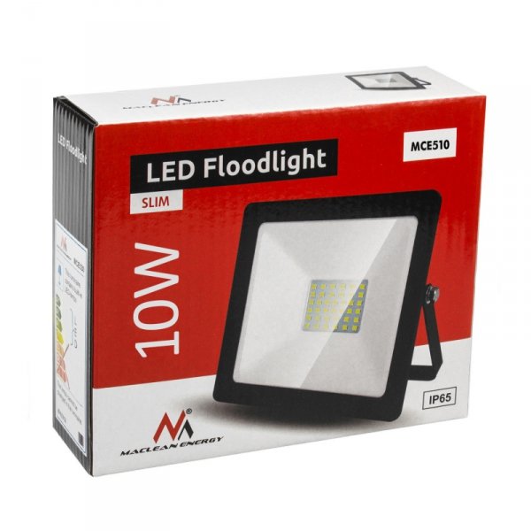 Naświetlacz LED Maclean, slim 10W, barwa neutralna biała (4000K), IP65, MCE510 NW