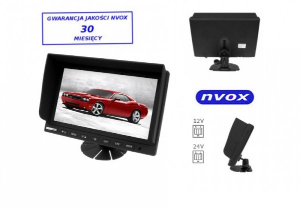 Monitor samochodowy lub wolnostojący LCD 9cali cali z obsługa do 2 kamer 4PIN 12V 24V... (NVOX H