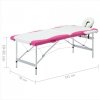 2-strefowy, składany stół do masażu, aluminium, biało-różowy