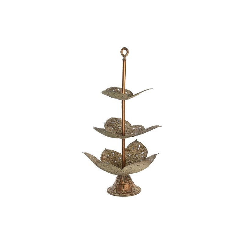 Taca DKD Home Decor Kartka Złoty Metal Tropikalny (42 x 42 x 80 cm)