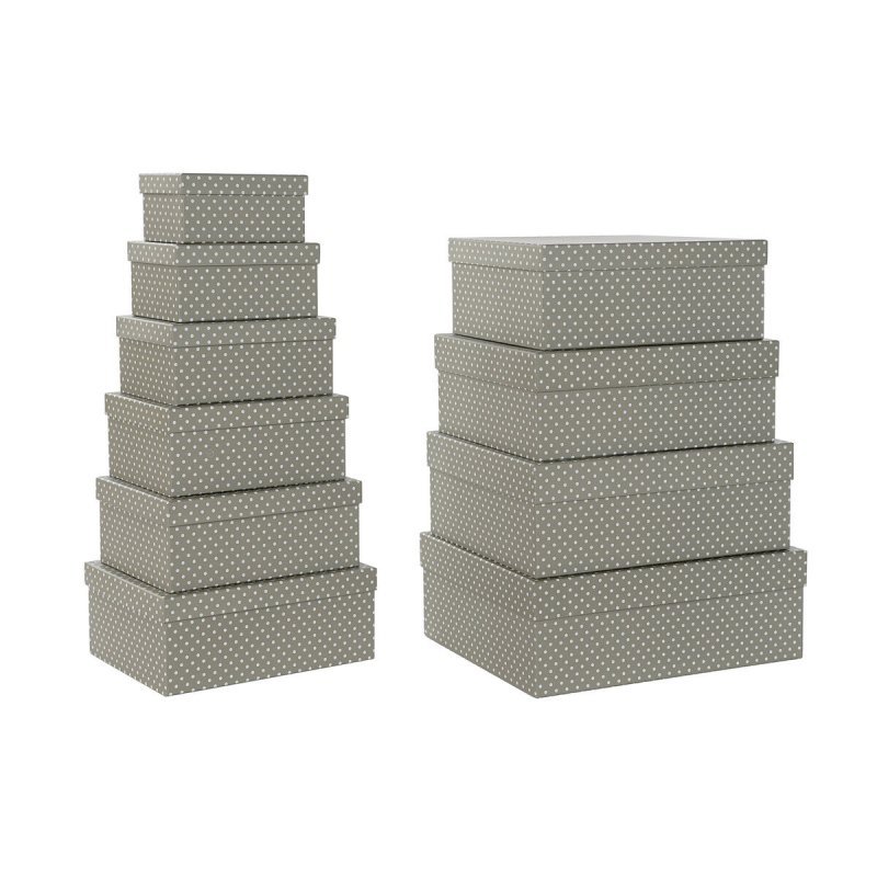 Zestaw pudełek do łączenia w organizer DKD Home Decor Krety Szary Biały Karton (43,5 x 33,5 x 15,5 cm)