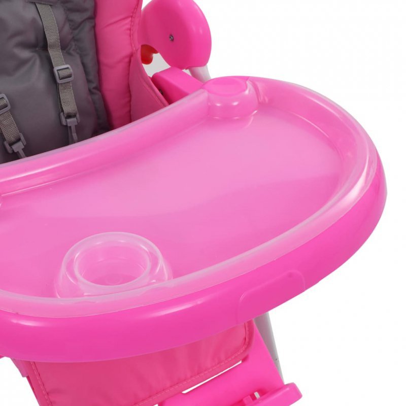 Krzesełko do karmienia dzieci, różowo-szare