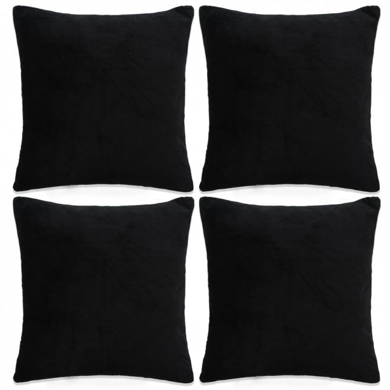 Poszewki na poduszki, 4 szt, tkanina, 40x40 cm, czarne
