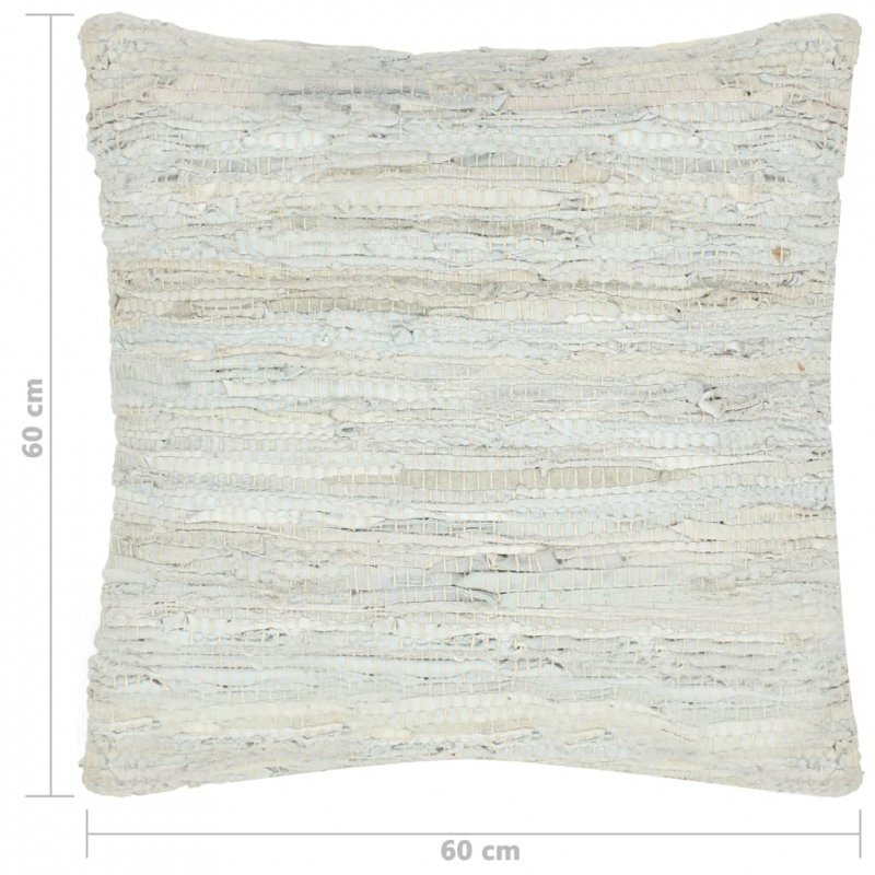 Poduszka Chindi, jasnoszara, 60x60 cm, skóra i bawełna