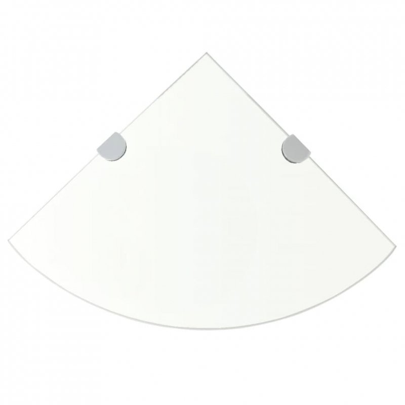 Półki narożne, 2 szt., chromowane wsporniki, szklane, 25x25 cm