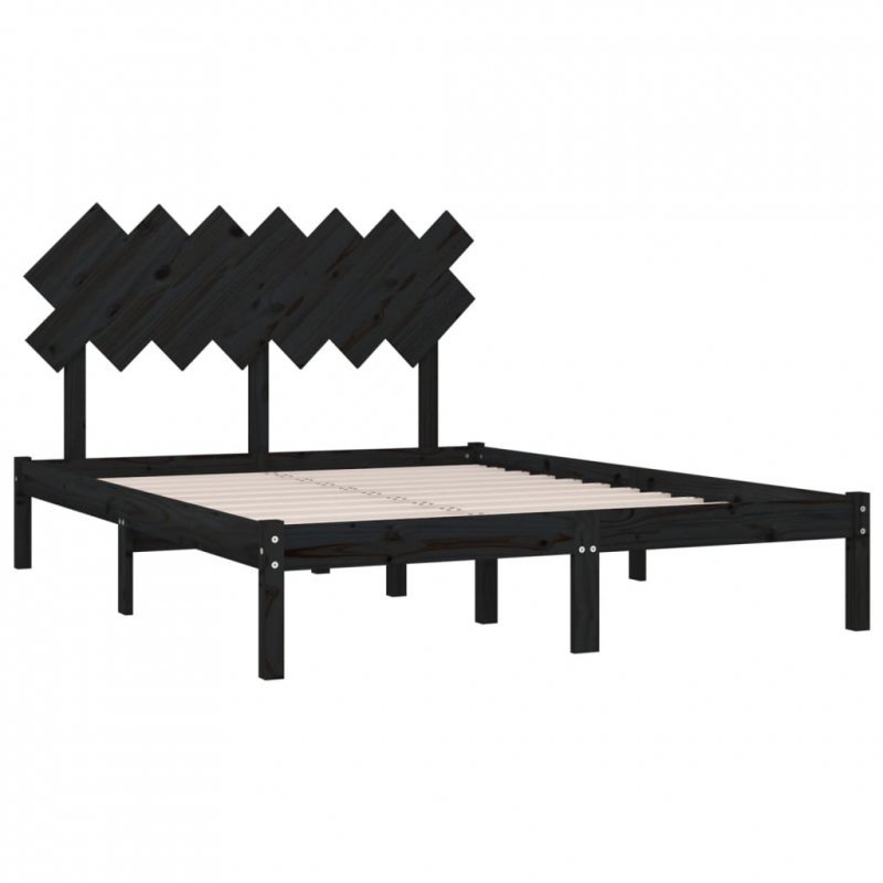 Rama łóżka, czarna, 140x200 cm, lite drewno