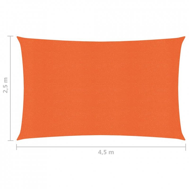 Żagiel przeciwsłoneczny, 160 g/m², pomarańcz, 2,5x4,5 m, HDPE