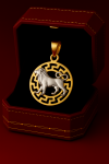 Wisior zodiak koło Greco Lew wypukły złoto 585