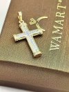  Krzyż 3D dwustronny diamentowany złoto 585 