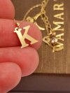 Naszyjnik inicjał K z kroplą złoto585