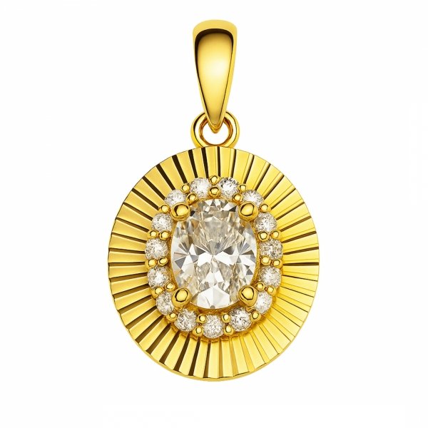 Wisior rozeta z dużym białym kamieniem złoto 585