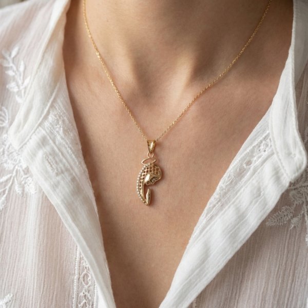 Medalik ażurowy wizerunek Fatimy złoto 585 