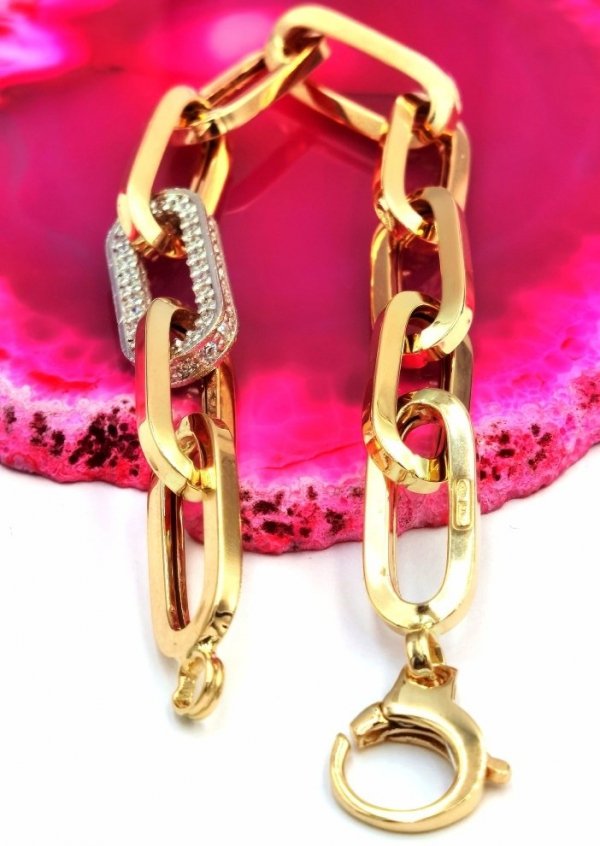 Bransoletka 9MM pierścień diament 20cm złoto 585 