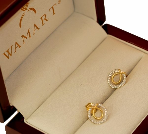 Kolczyki PĘTLA  brylanty 50/0,09cT sztyft złoto 585