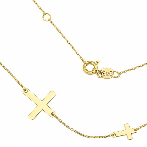 Naszyjnik dwa krzyże złoto 585