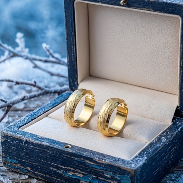 Kolczyki koła grawer połysk złoto 585