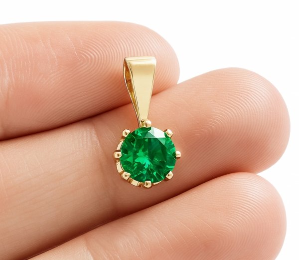 Zawieszka zielony kamień w ośmiu łapkach złoto 585