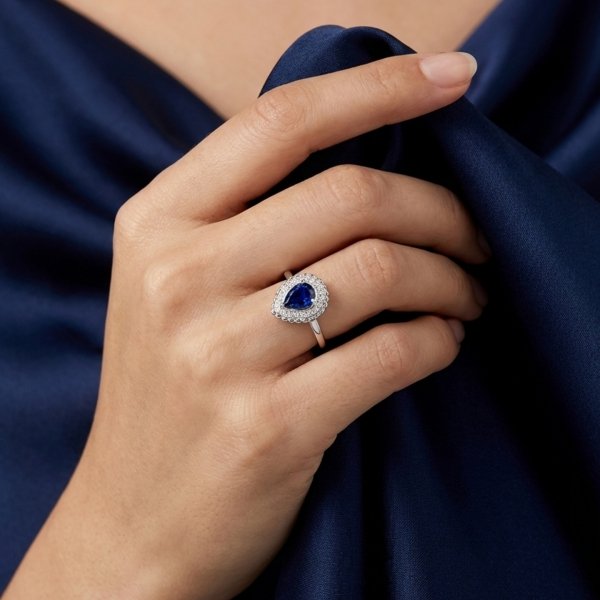 Pierścionek z naturalnym szafirem srebro 925