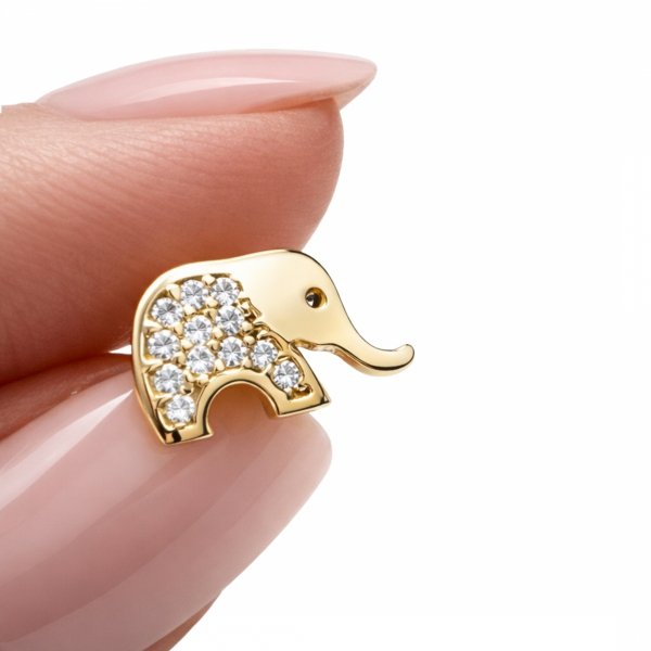 Kolczyki słonie sztyft złoto 585