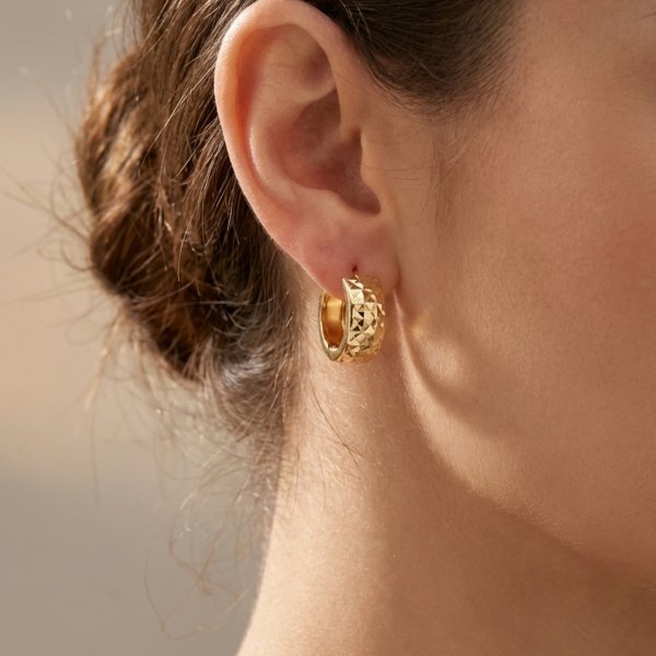 Kolczyki szerokie koła diamentowane złoto 585 