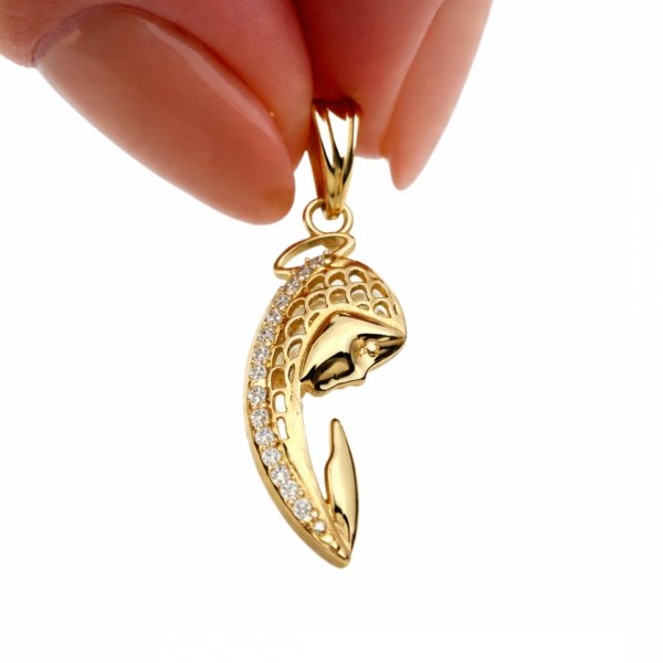 Medalik ażurowy wizerunek Fatimy złoto 585 