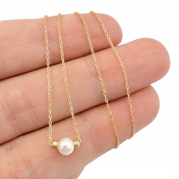 Naszyjnik z perłą  złoto 585 