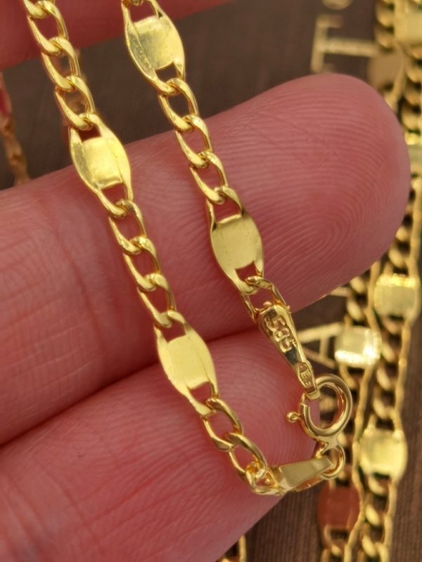 Łańcuszek figaro z płytką złoto 585