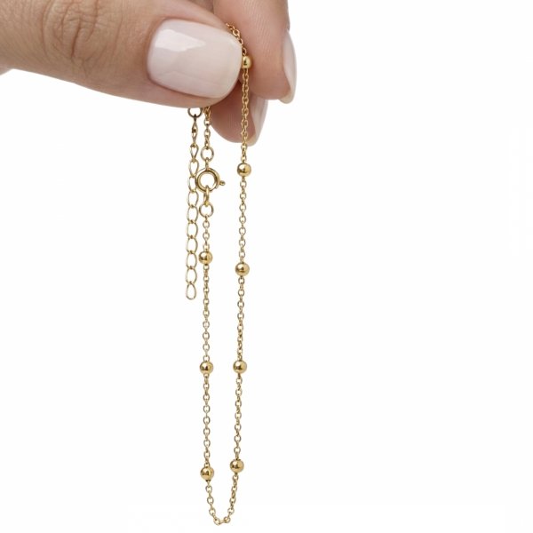 Bransoletka na nogę z motywem kulek złoto 585