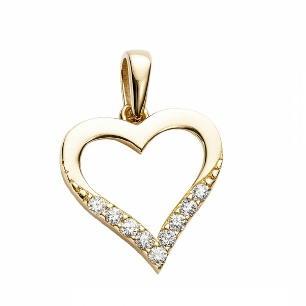 Zawieszka kontur serca wstęga kamieni złoto 585