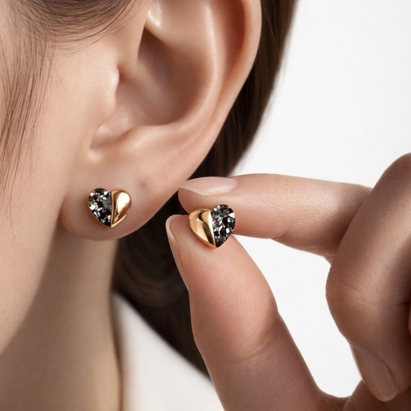 Kolczyki serca z naturalnym bursztynem srebro 925