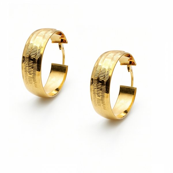 Kolczyki koła grawer połysk złoto 585