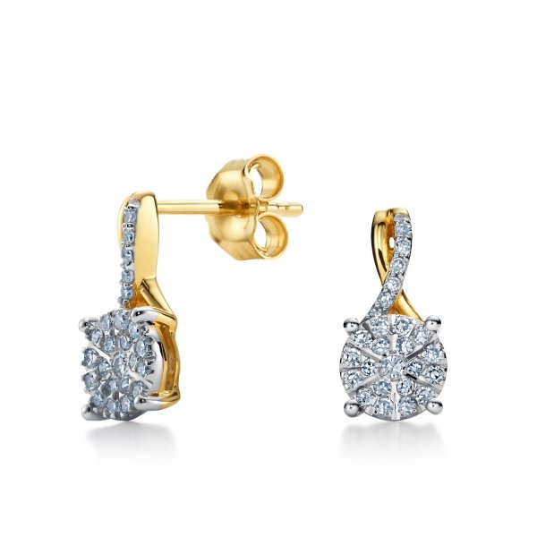 Kolczyki WSTĘGI diamenty  100/0,19cT złoto 585