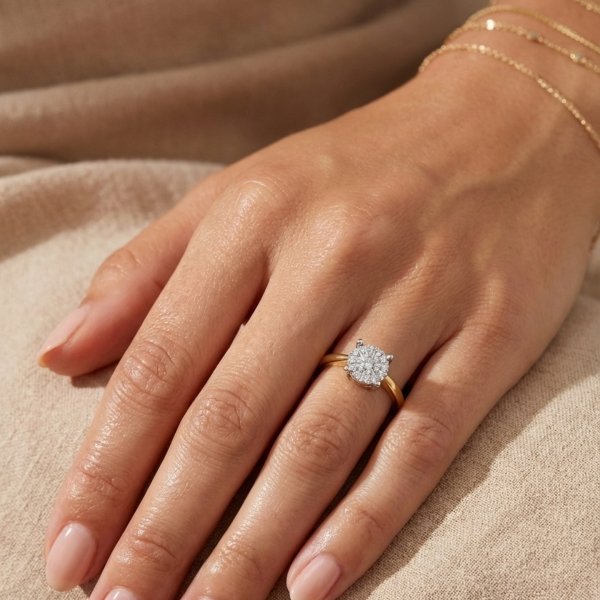 Pierścionek R. 12 diamenty naturalne złoto 585 